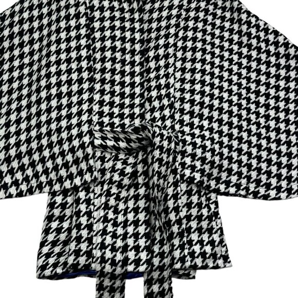 Luii Black/White Houndstooth Acrylic Belted Cape Jacket Women's Size Small - Picture 2 of 7